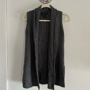 Tahari Pure Luxe 100% Cashmere Open Front Vest | Gray | Size S